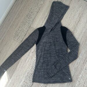 Forever 21 Gray Marled Hoodie w/ Mesh Inserts - Size XS